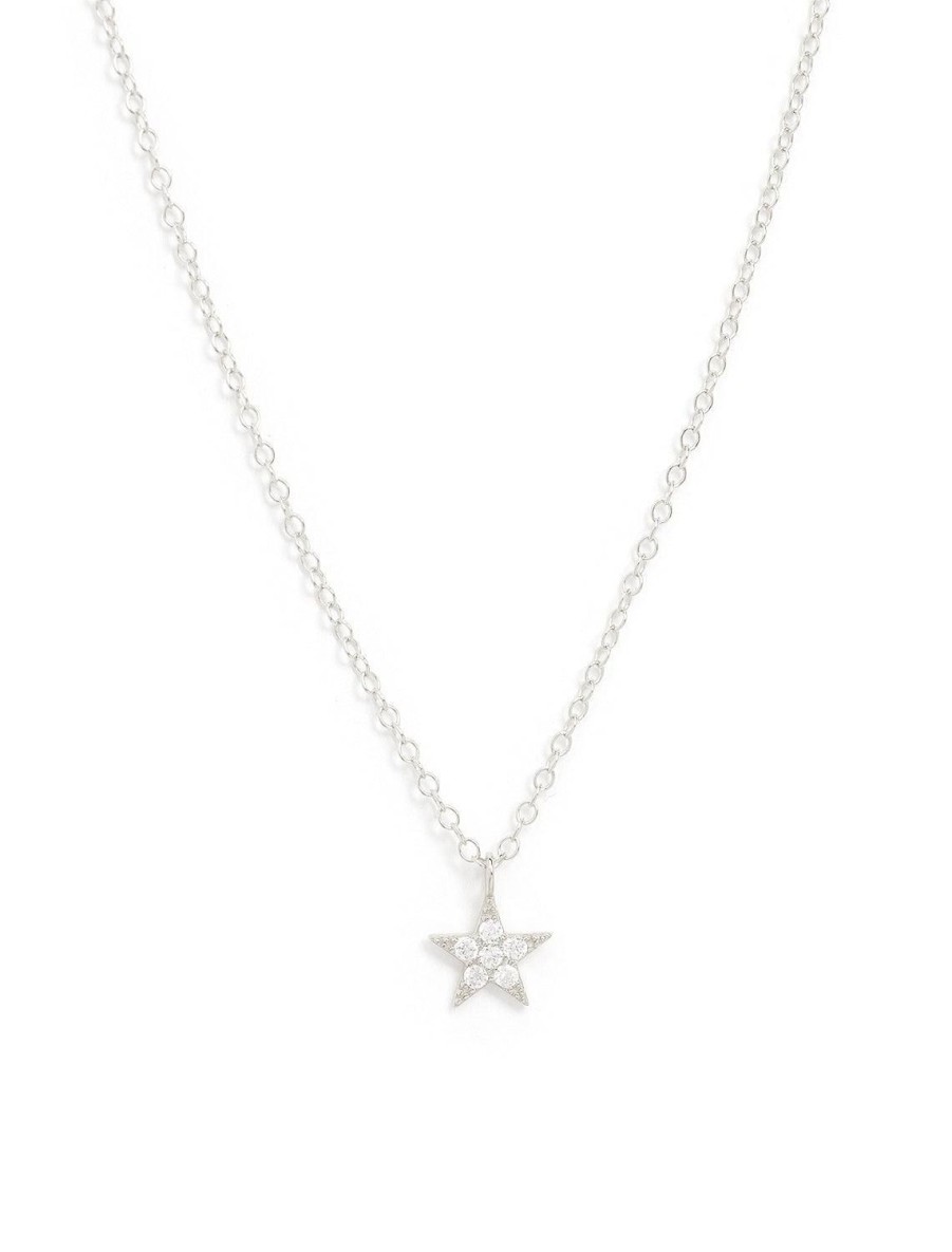 New Star Crystal Charm Necklace In Silver Delicate