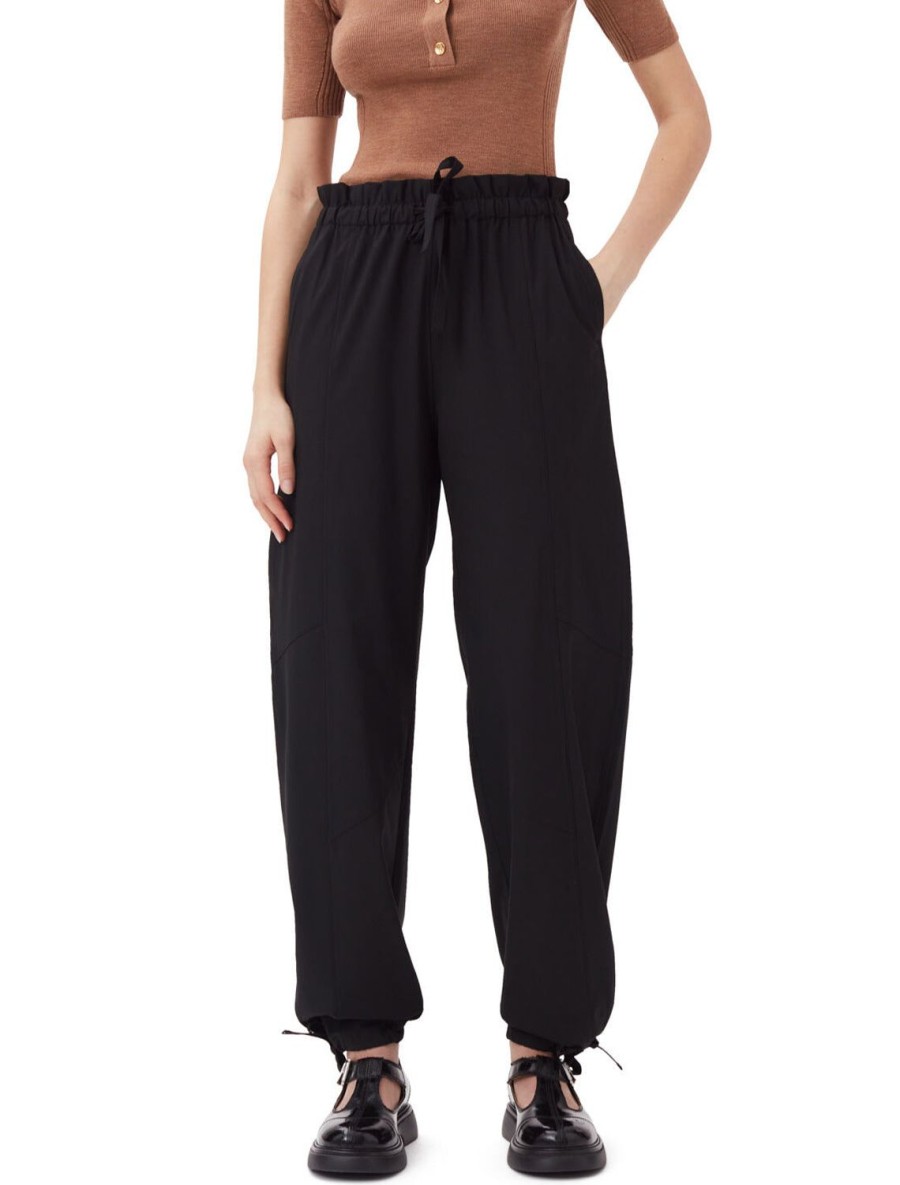 Wholesale Drapey Melange Pants In Black Pants