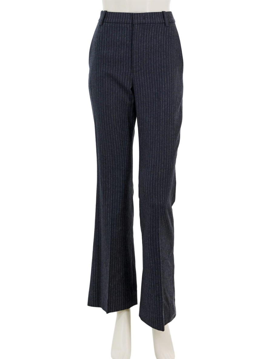 Online Pinstripe Flannel Trouser In Dark Obsidian Trousers