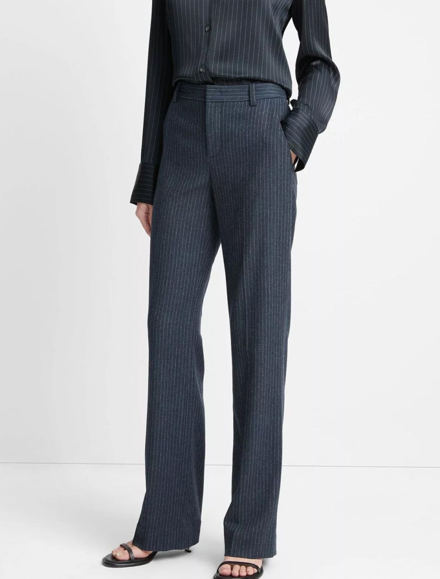 Online Pinstripe Flannel Trouser In Dark Obsidian Trousers