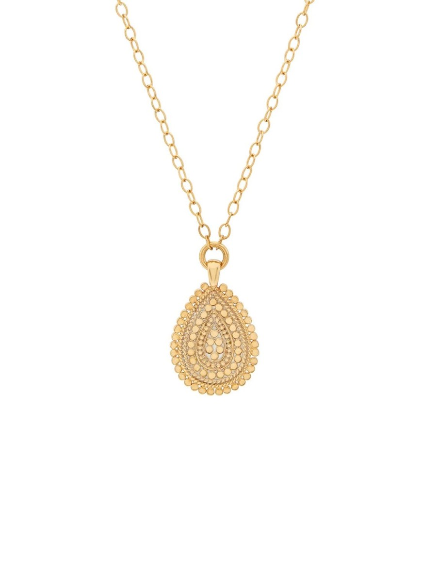 Wholesale Medium Scalloped Drop Pendant In Gold Delicate