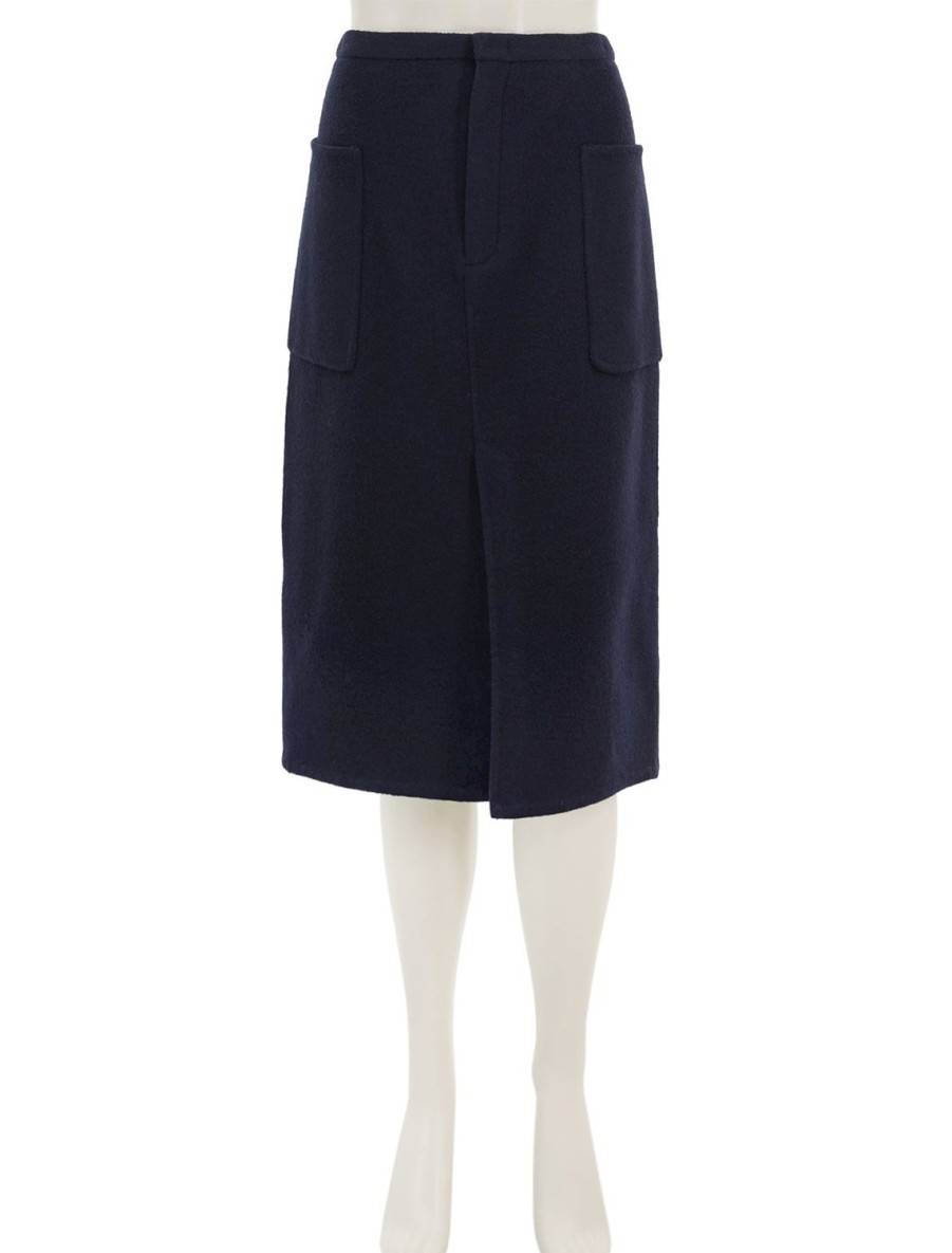 Hot Brushed Wool Pencil Skirt In Deep Caspian Skirts