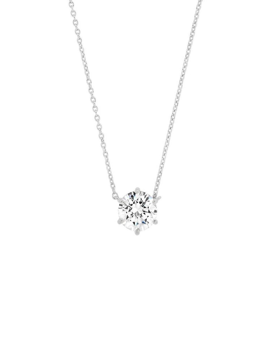 Best Medium Cz Pendant Necklace In Silver Delicate