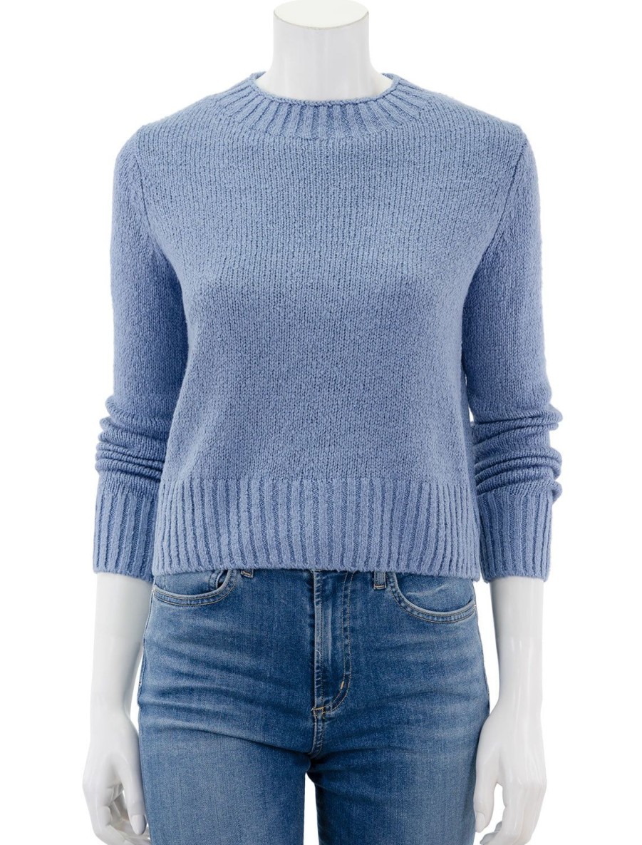 Best Plush Silk Crew In Azure Gem Pullover Sweaters