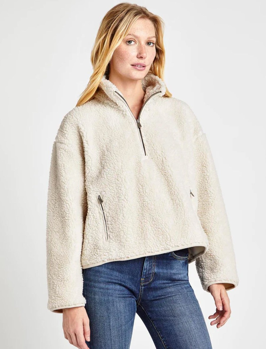 Online Quarter Zip Sherpa In White Sand Pullover Sweaters