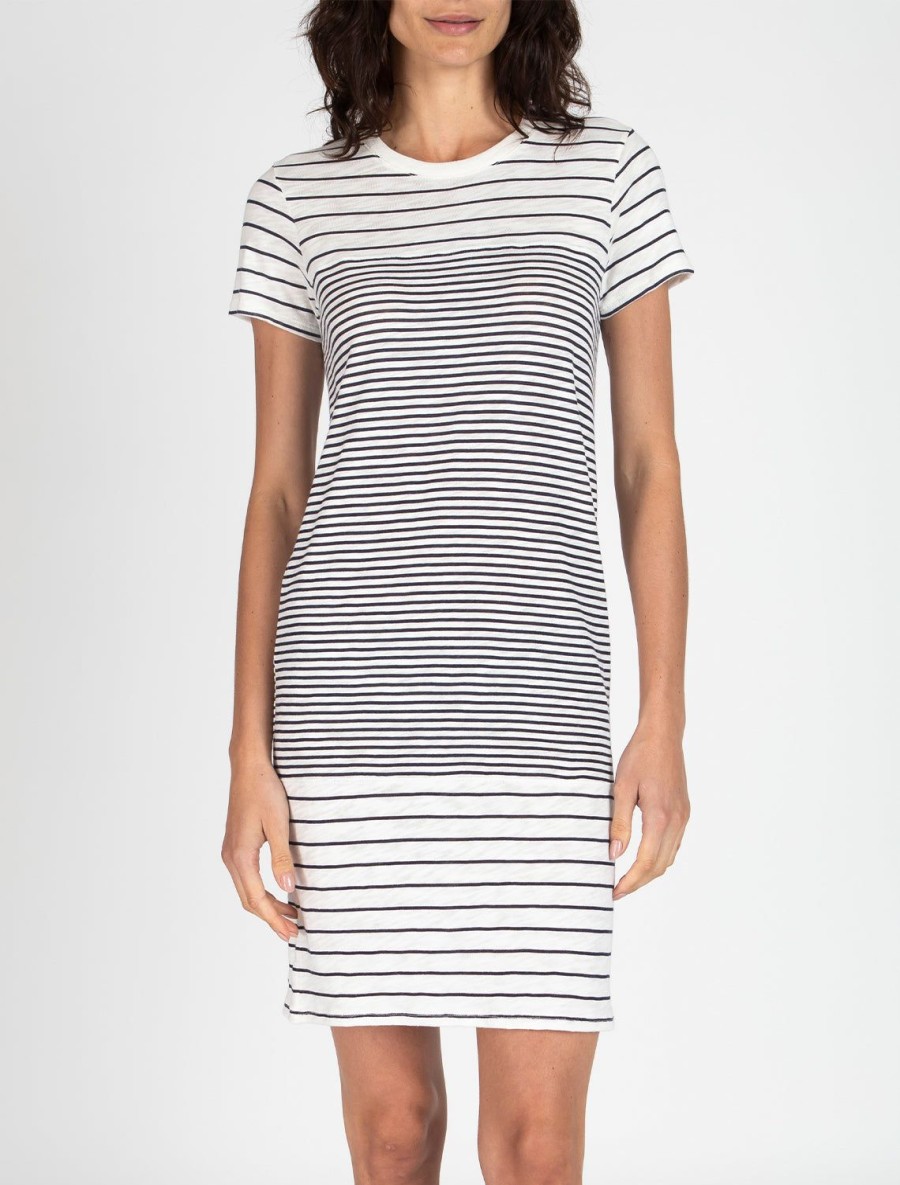 Wholesale Slub Jersey Stripe T Shirt Dress In Chalk And Ink Lounge Dresses