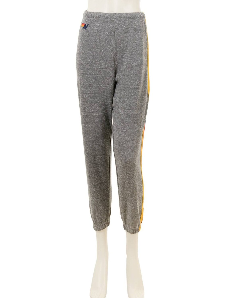 Wholesale 5 Stripe Womens Sweatpants In Heather Grey Lounge Bottoms + Sweatpants