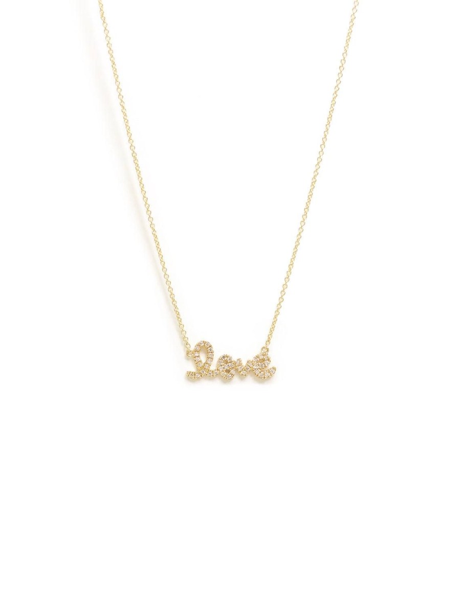 New Pave Small Love Script Necklace Delicate