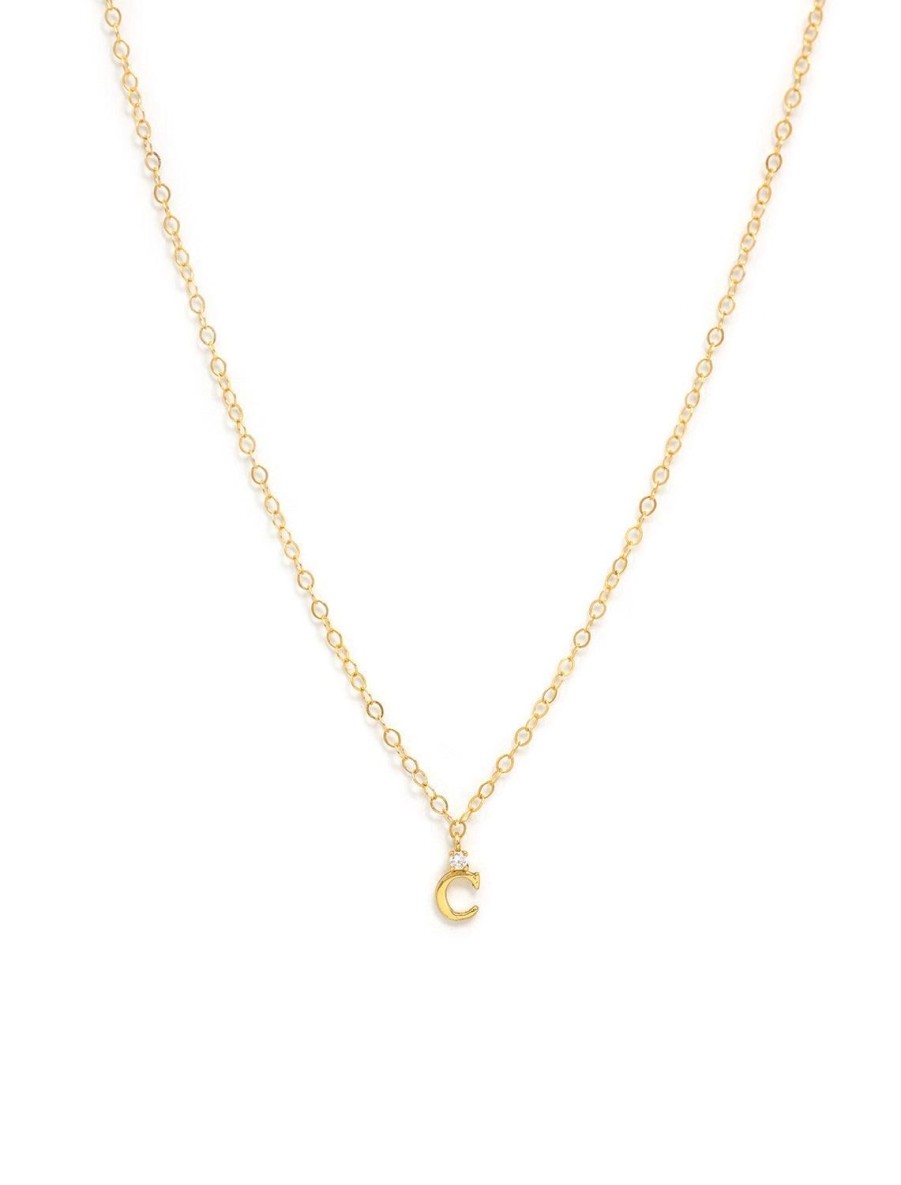 Clearance Initial And Cz Necklace In Gold | C Delicate