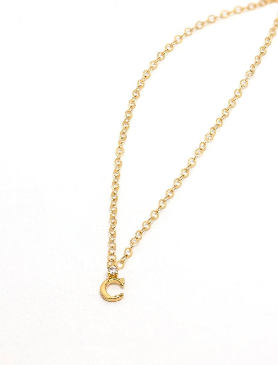 Clearance Initial And Cz Necklace In Gold | C Delicate