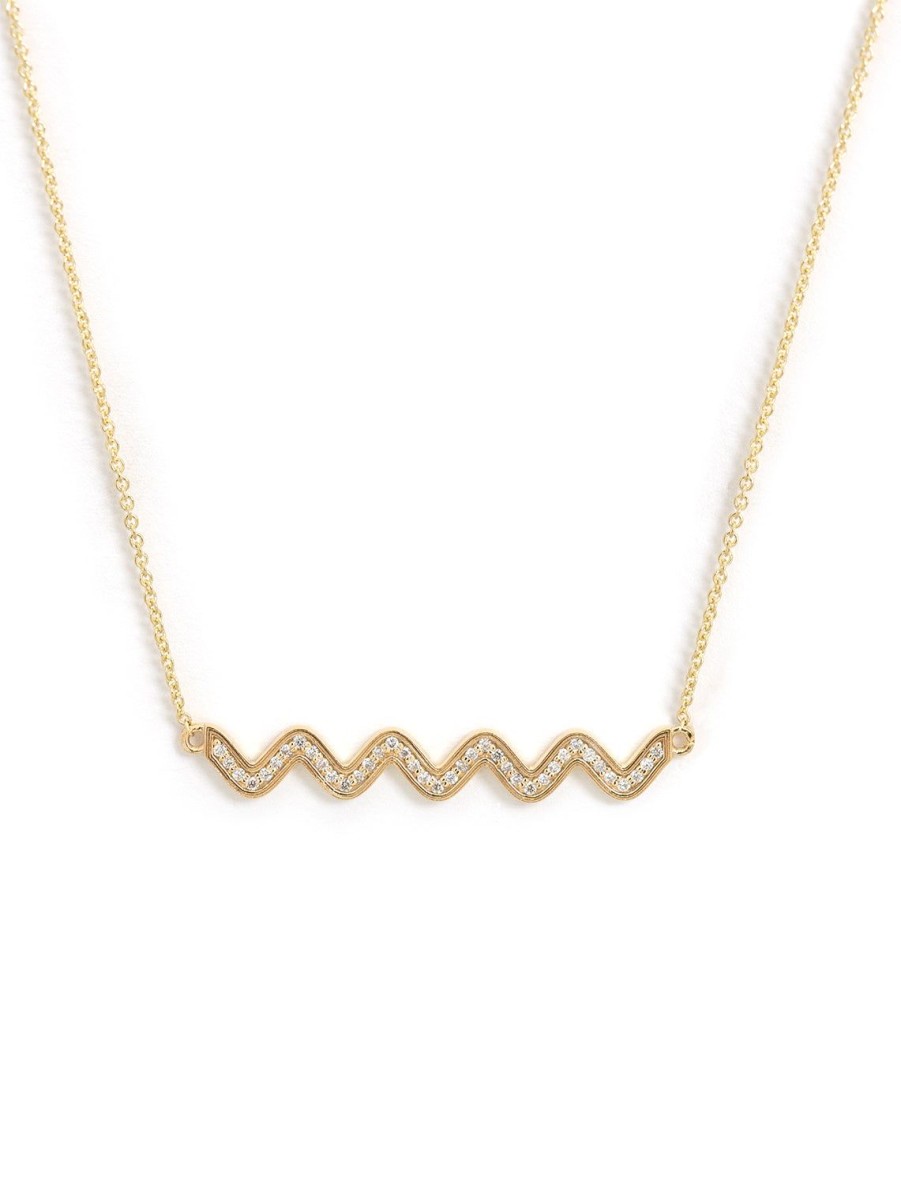 Online Long Wavy Pave Bar Necklace Delicate