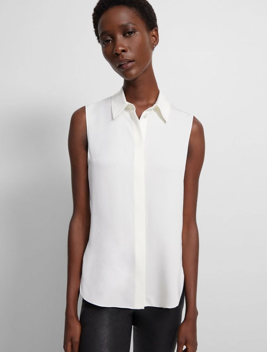 Best Tanelis Modern Sleeveless Blouse In Ivory Work Tops