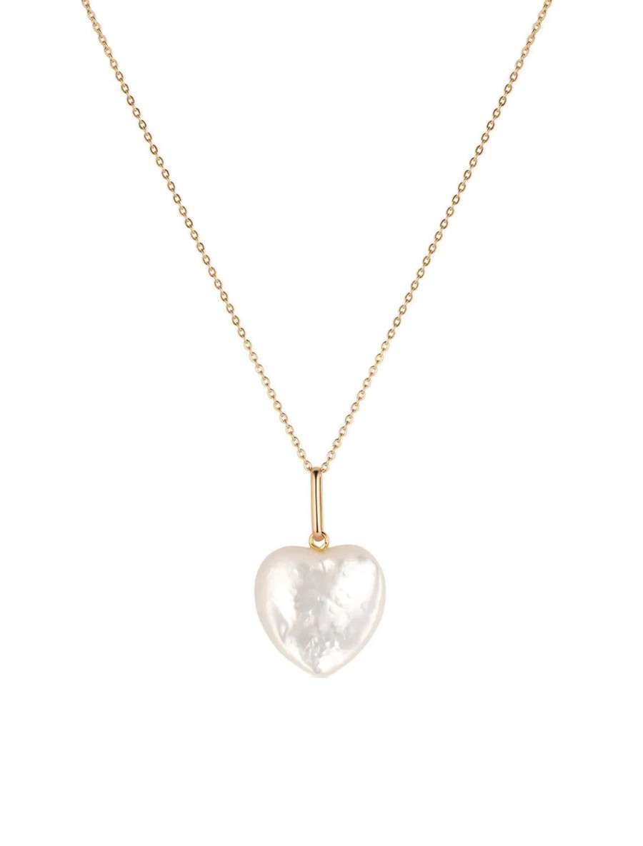 Best Gemma Mother Of Pearl Heart Necklace In Gold Delicate