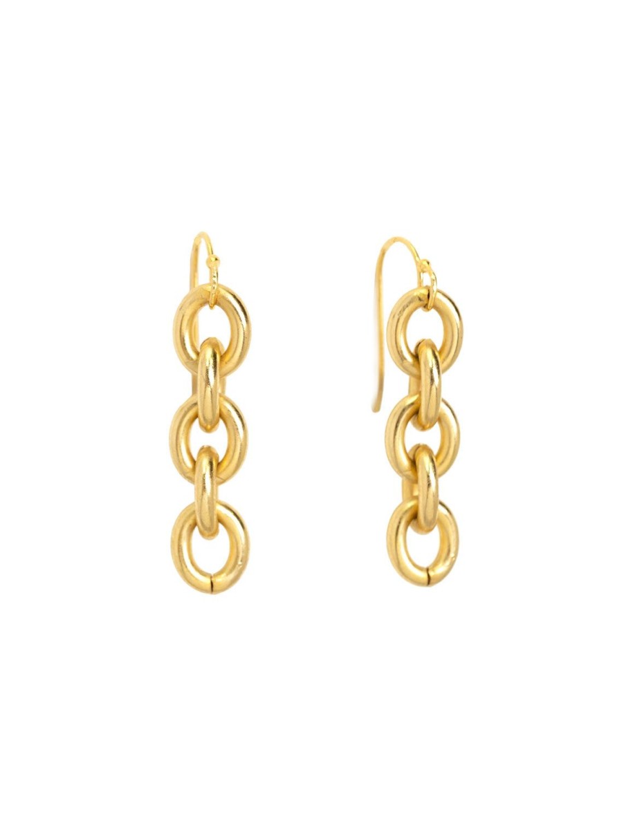 Clearance Luxe Baroque Chain Earring In Matte Gold Drops