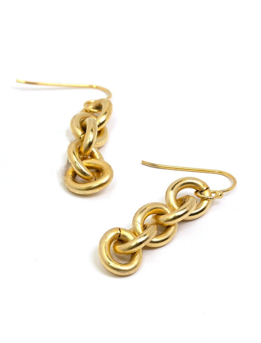 Clearance Luxe Baroque Chain Earring In Matte Gold Drops