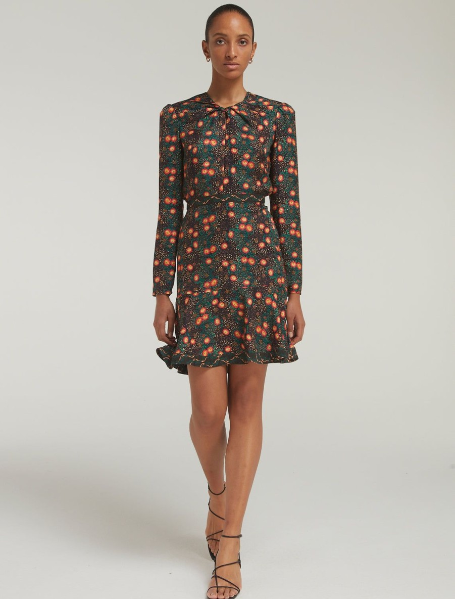 New Claudia Short Dress In Akina Onyx Koyo Printed Dresses