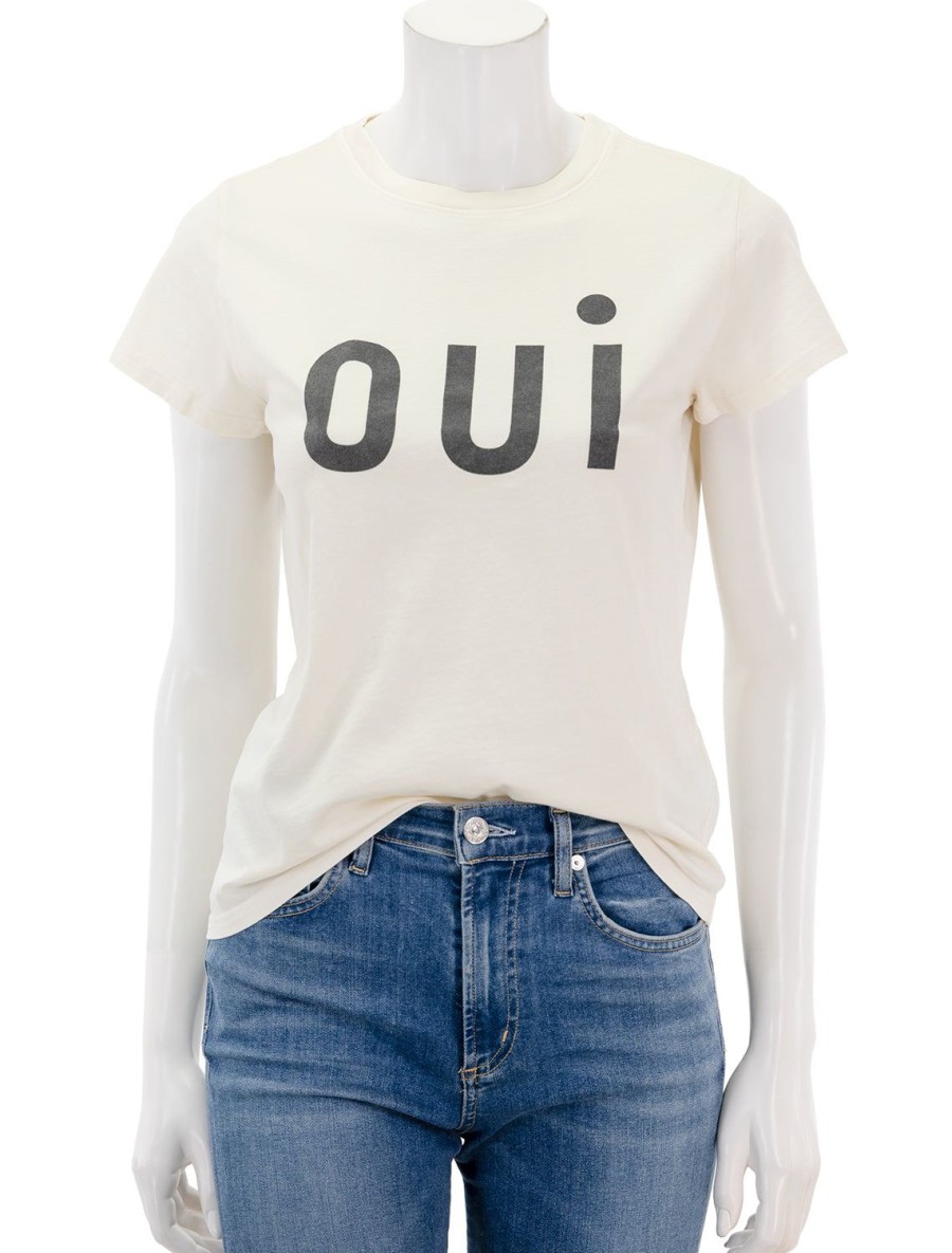 Wholesale Classic Oui Tee In Cream Lounge Tops + Sweatshirts