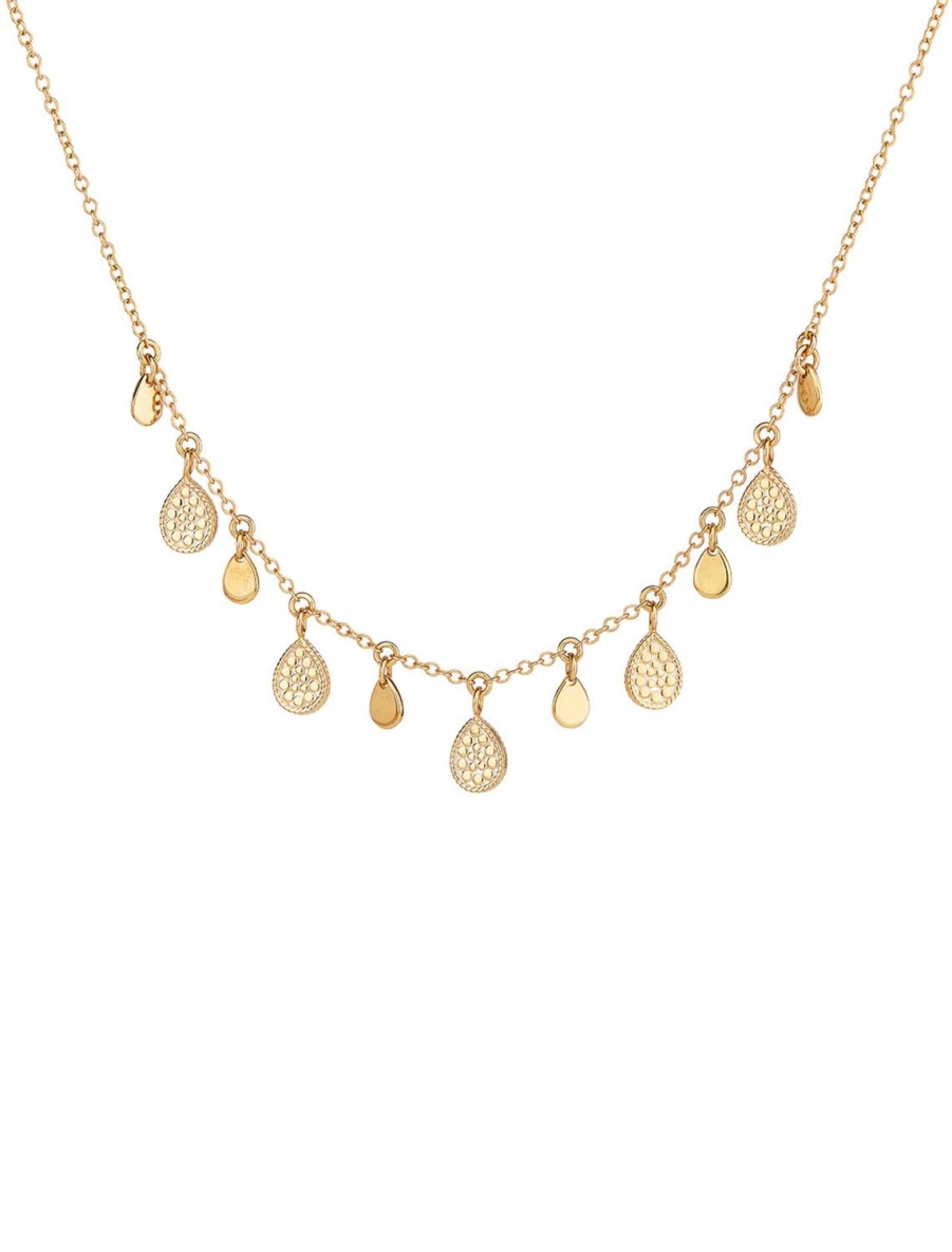 Wholesale Teardrop Charm Necklace In Gold Delicate