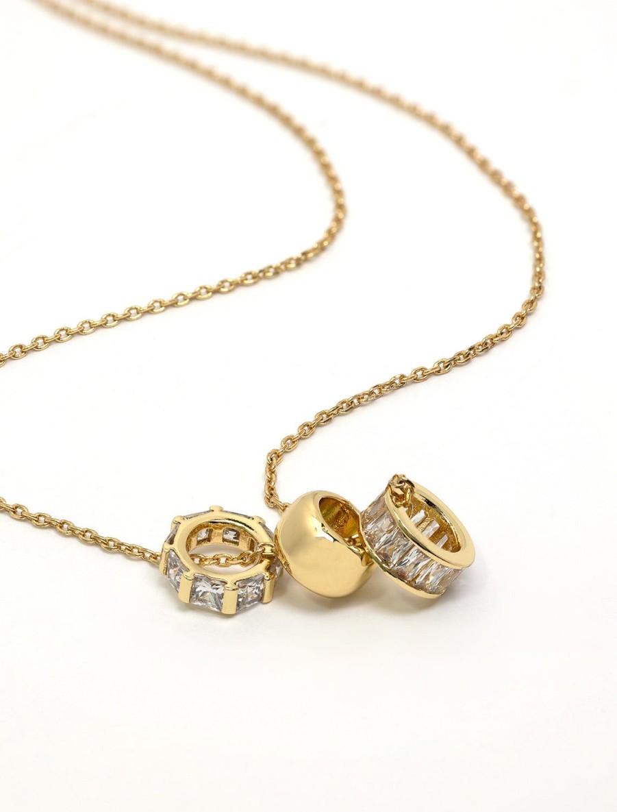 Best Necklace With Cz Rondelle Charms In Gold Delicate