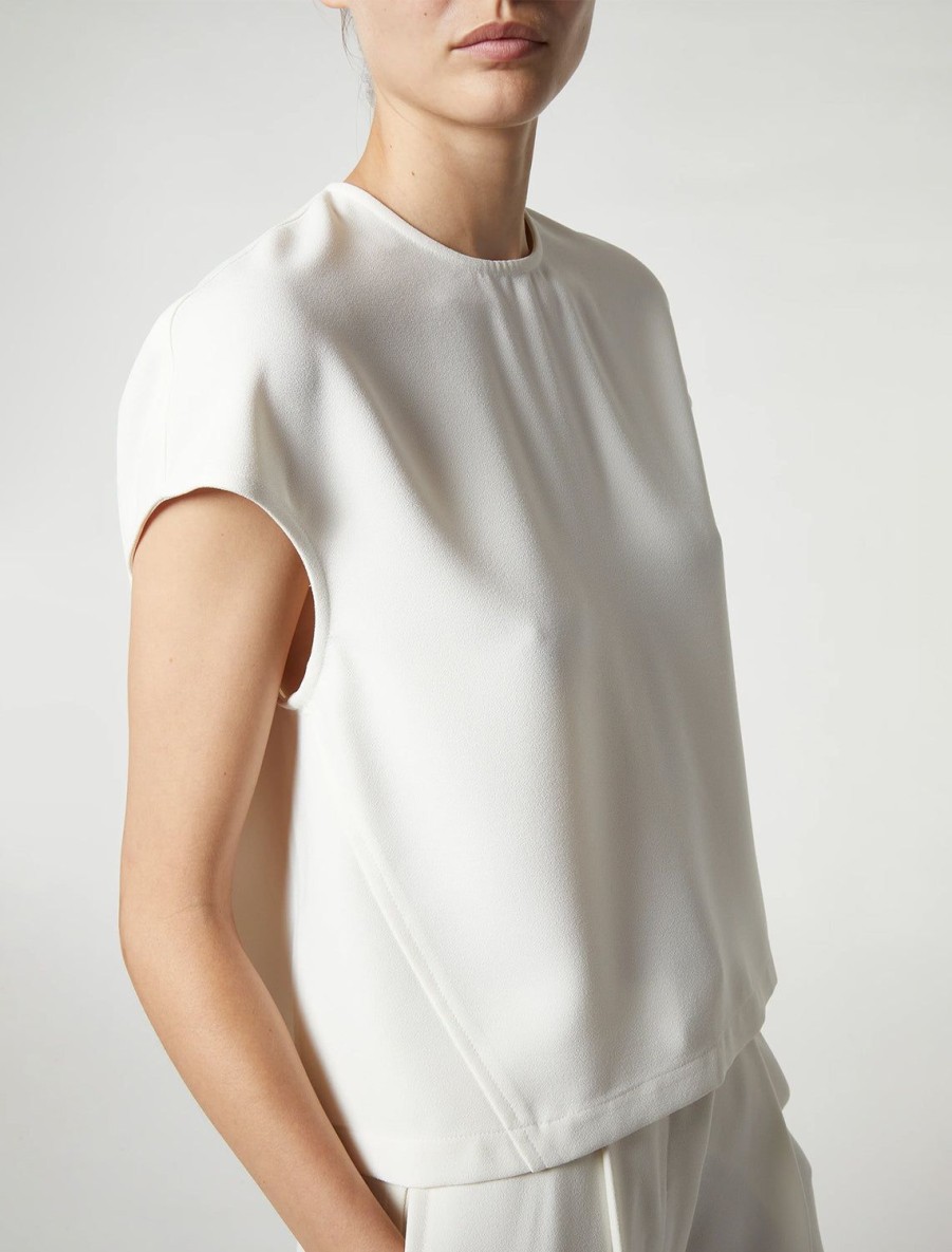 Best Soraya Cap Sleeve Top In Ivory Crepe Blouses