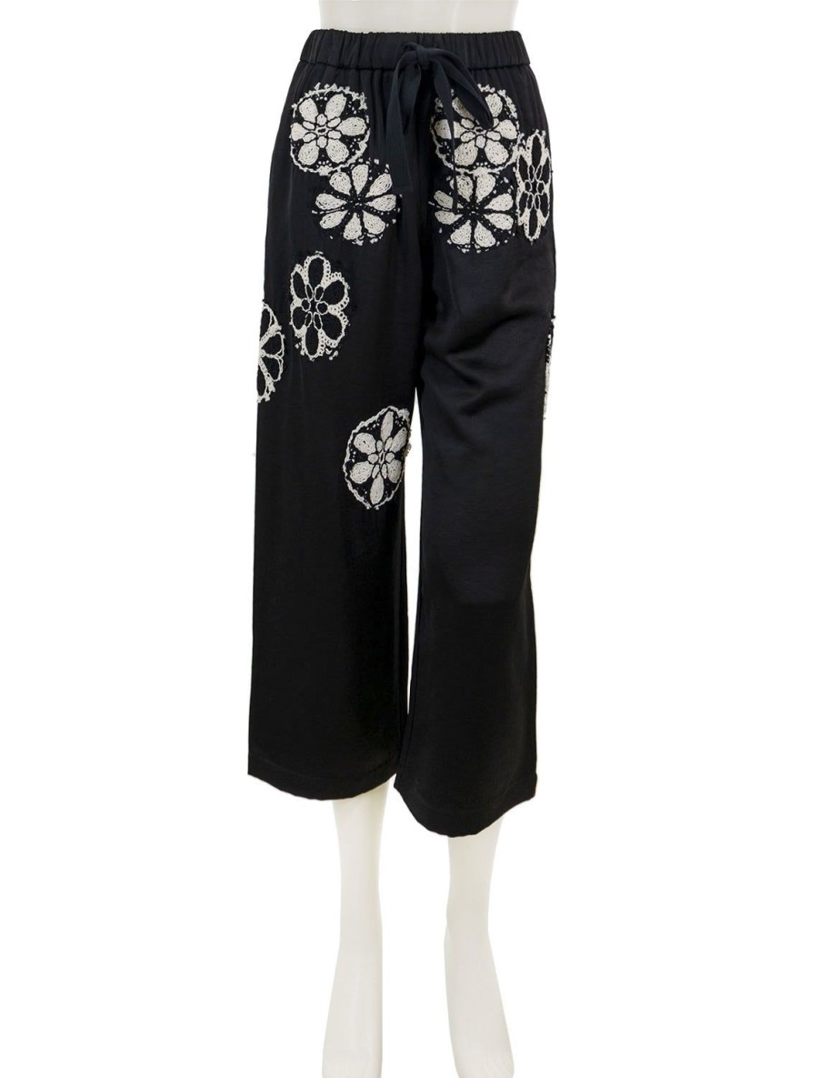 Wholesale Nova Crochet Pants In Black And Ivory Pants