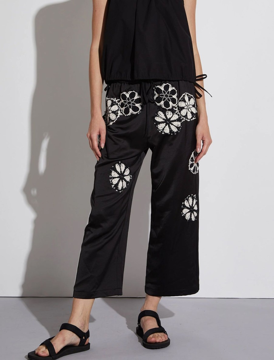 Wholesale Nova Crochet Pants In Black And Ivory Pants