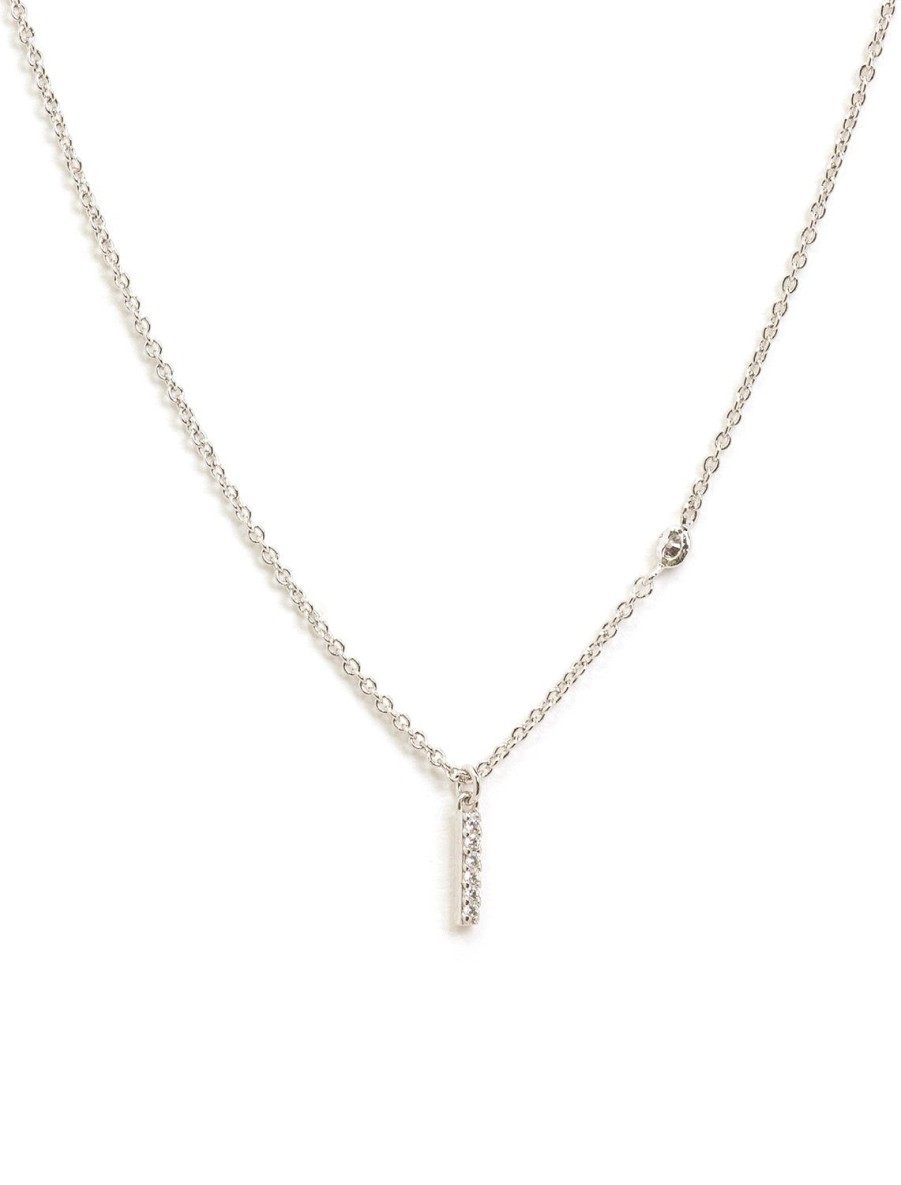 Wholesale Silver Chain Necklace With Cz Stick And Offset Cz Delicate