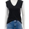 Best Cap Sleeve V Neck Tee In Black Lounge Tops + Sweatshirts