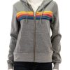 Clearance 5 Stripe Zip Hoodie In Heather Grey Lounge Tops + Sweatshirts