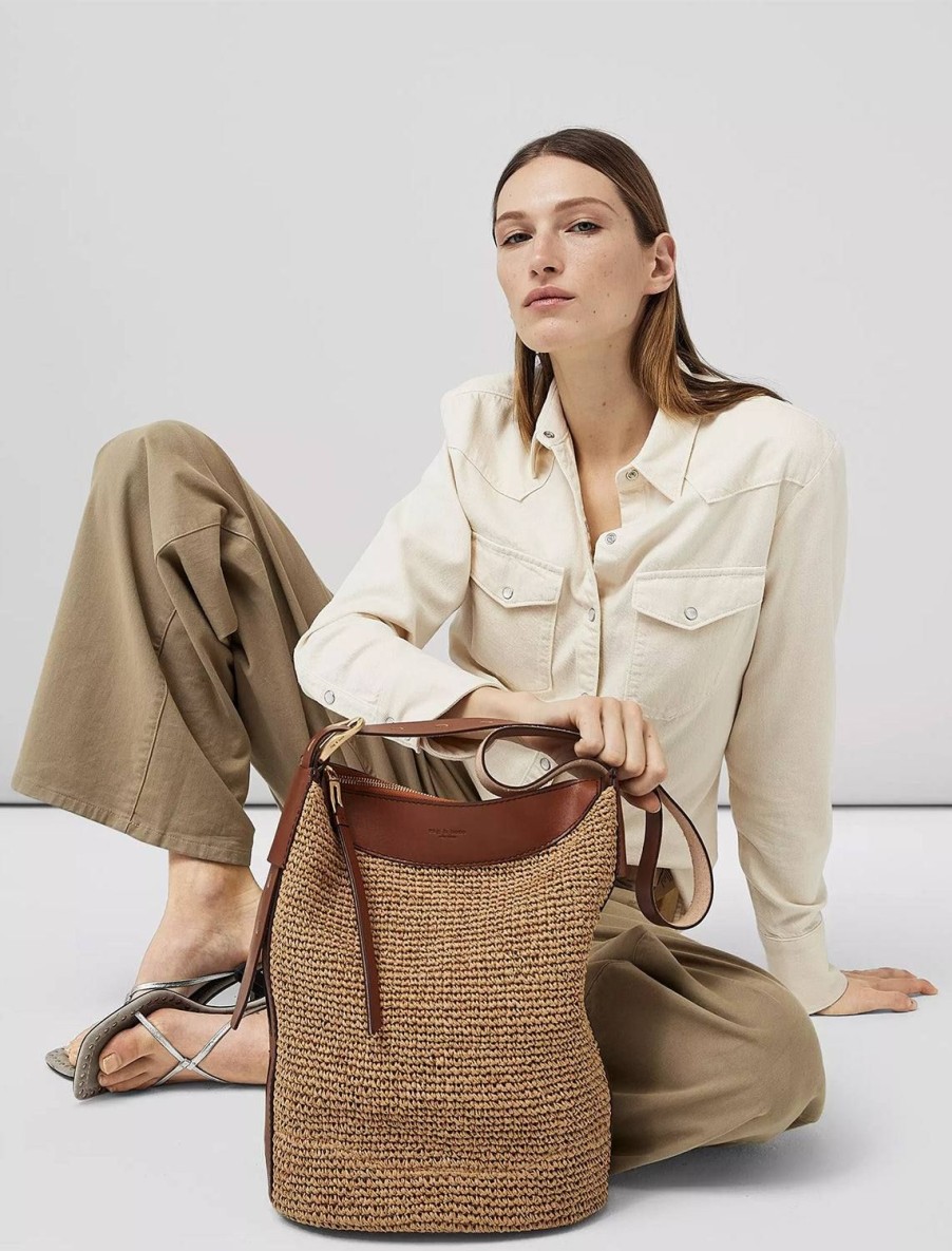 Clearance Belize Bucket Bag In Straw Crossbody