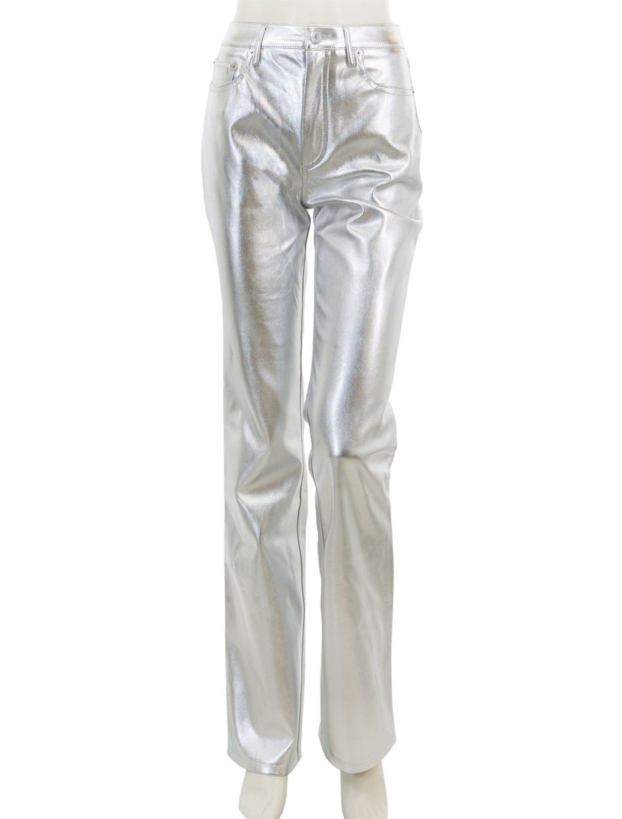 Online Chisel Pant In Silver Leather + Suede Pants