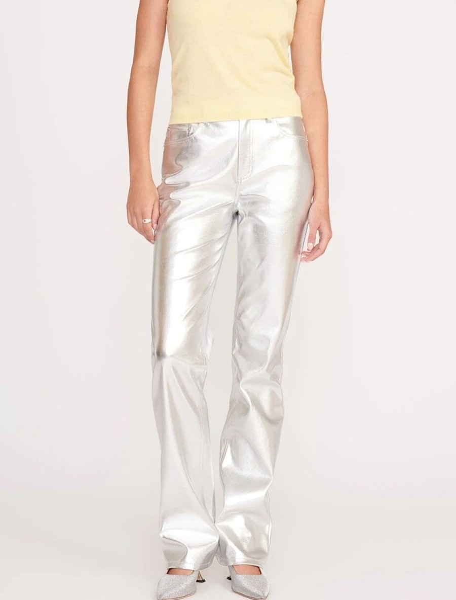 Online Chisel Pant In Silver Leather + Suede Pants