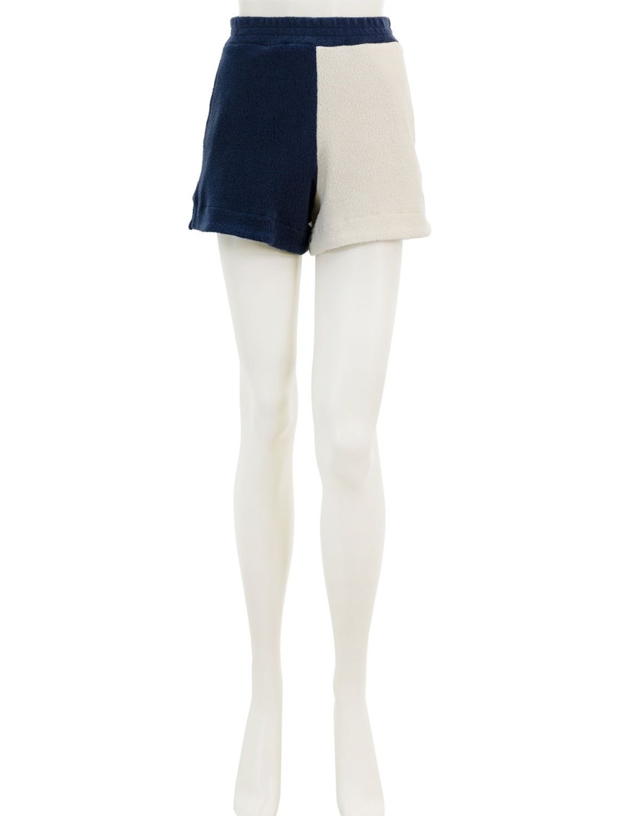 Hot Sherpa Pull-On Shorts In Cream And Navy Shorts