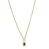 Online 14K Small Link Chain With Bezel Set Emerald Drop Necklace Chain Necklaces