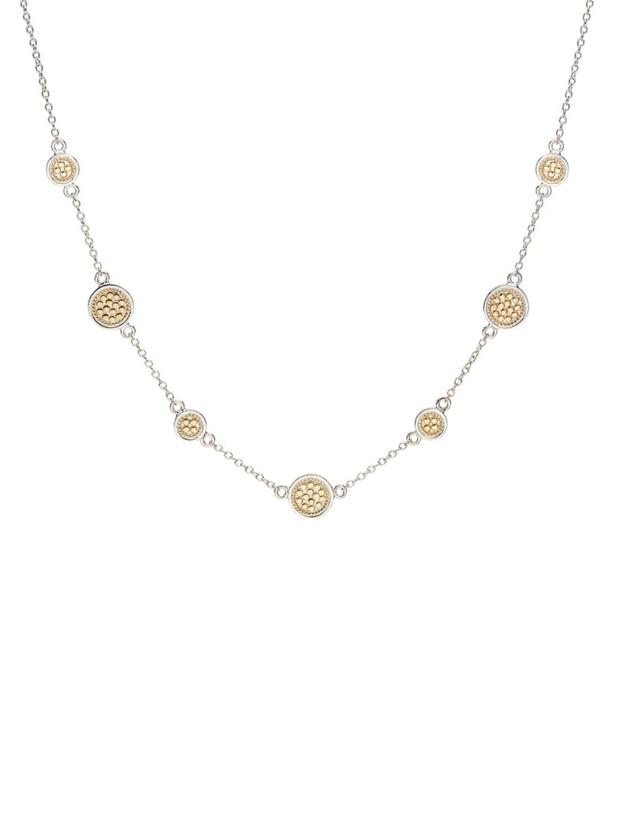 Wholesale Classic Station Necklace In Two Tone Delicate