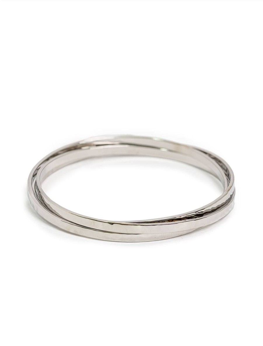 Best Medium Hammered Bangle Set In Silver Bangles