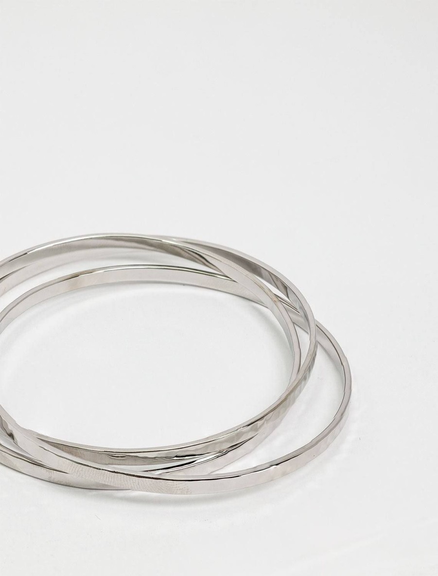 Best Medium Hammered Bangle Set In Silver Bangles