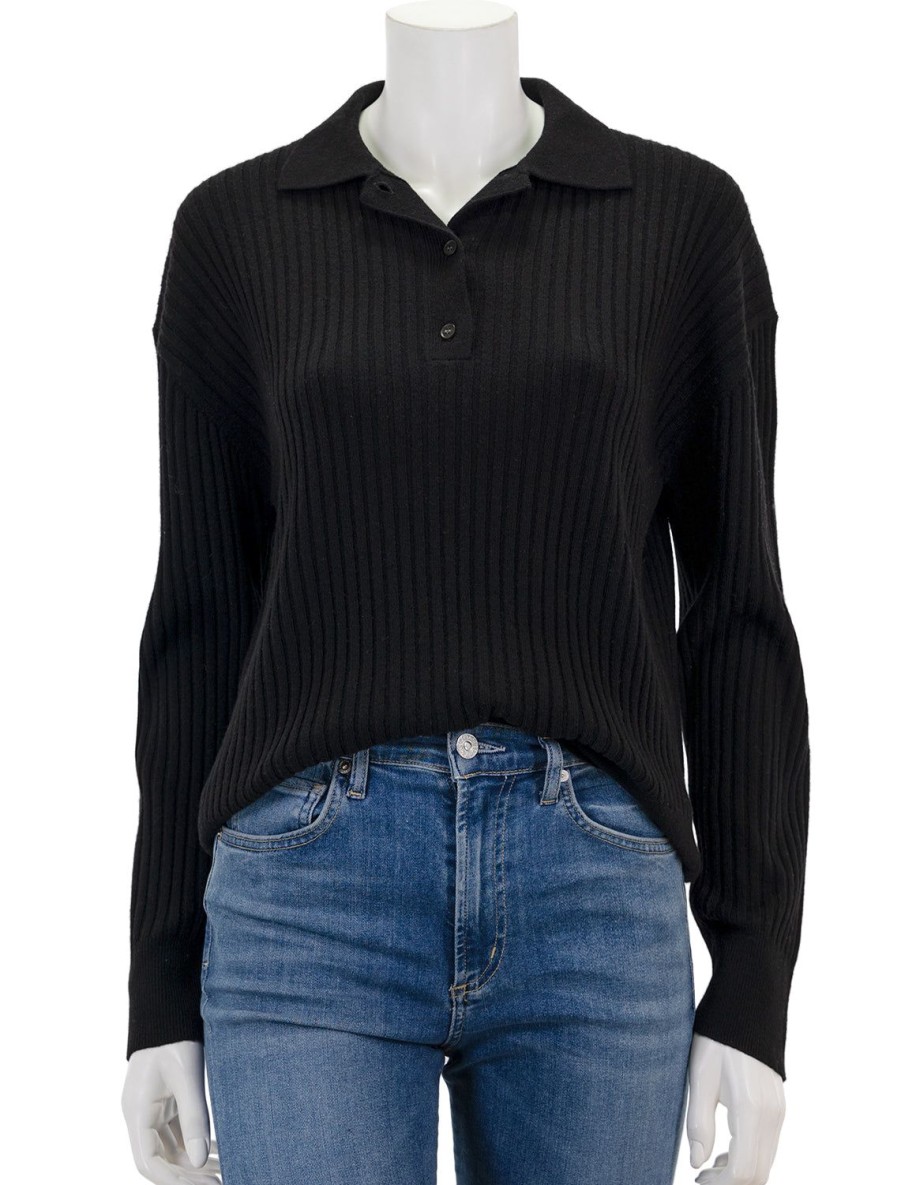 Online Ramona Polo Sweater In Black Pullover Sweaters