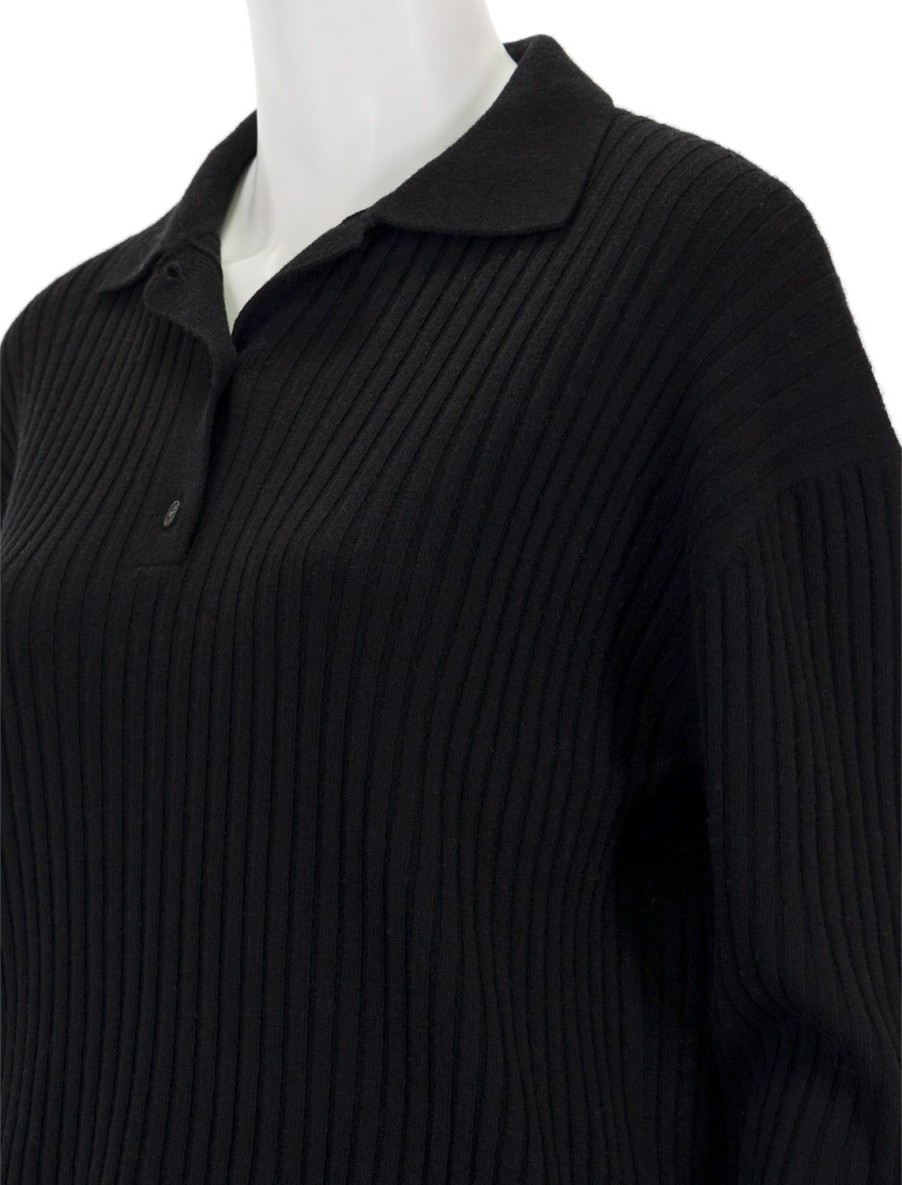 Online Ramona Polo Sweater In Black Pullover Sweaters