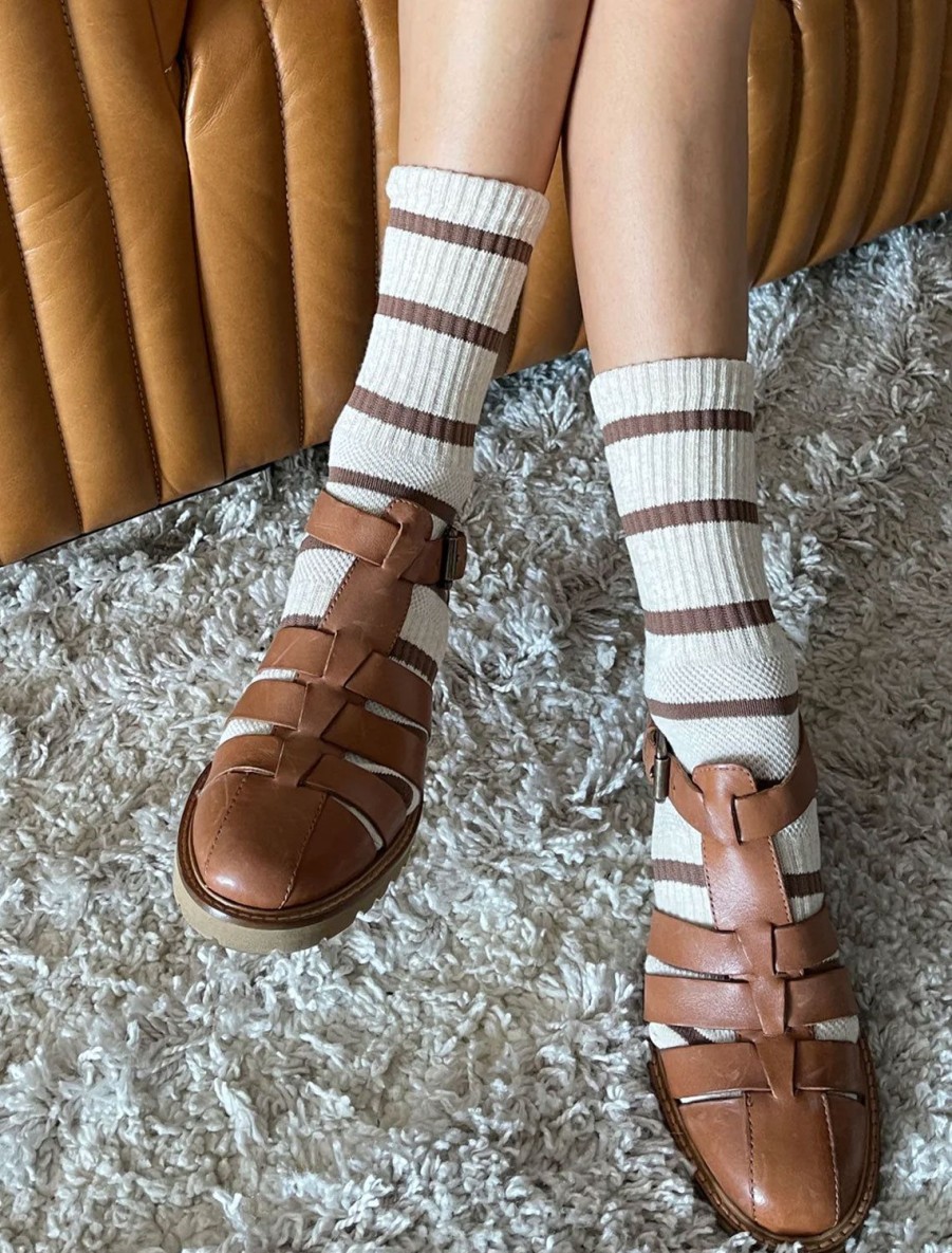 Best Striped Boyfriend Socks In Flax Stripe Socks