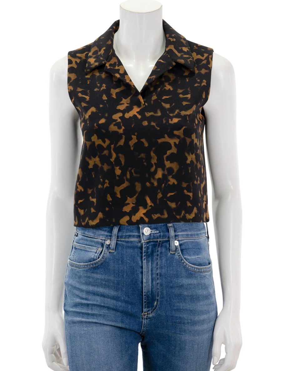 Best Sleeveless Crop Polo In Tortoiseshell Buttondowns + Shirts