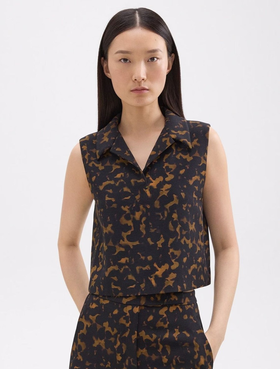 Best Sleeveless Crop Polo In Tortoiseshell Buttondowns + Shirts