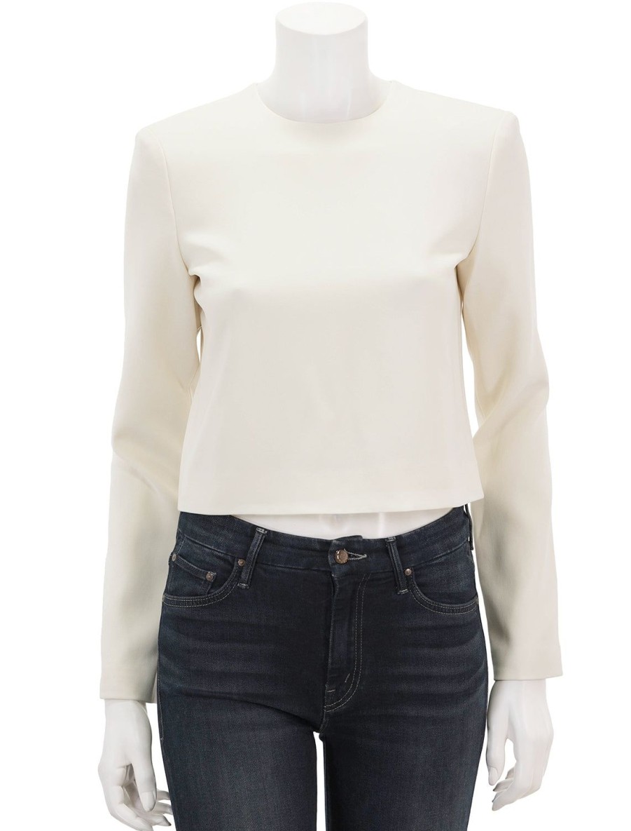 Online Long Sleeve Admiral Crepe Top In Rice Blouses