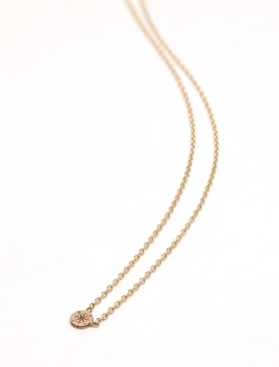 Hot 14K Itty Bitty Compass Necklace | 18" Delicate