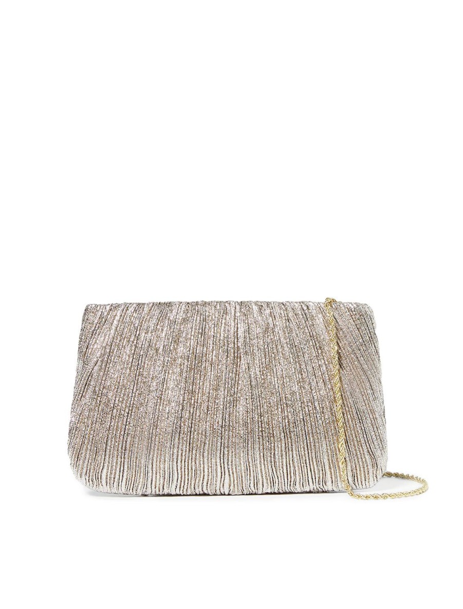 Hot Brit Flat Pleated Pouch In Champagne Crossbody