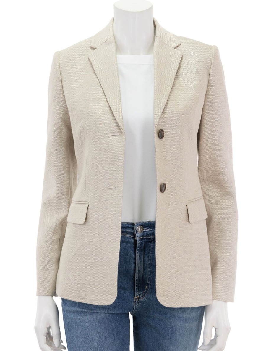 Clearance Slim Blazer In Straw Basketweave Linen Blazers