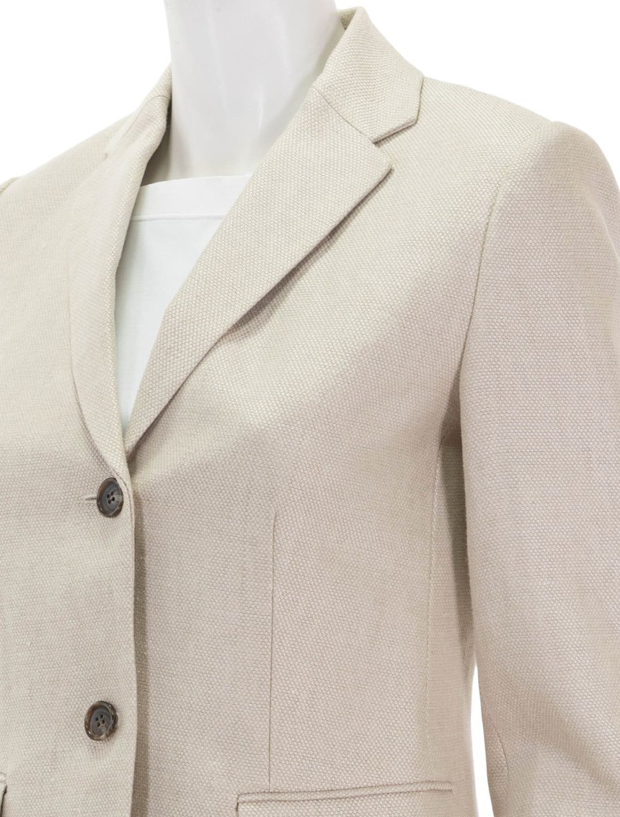 Clearance Slim Blazer In Straw Basketweave Linen Blazers