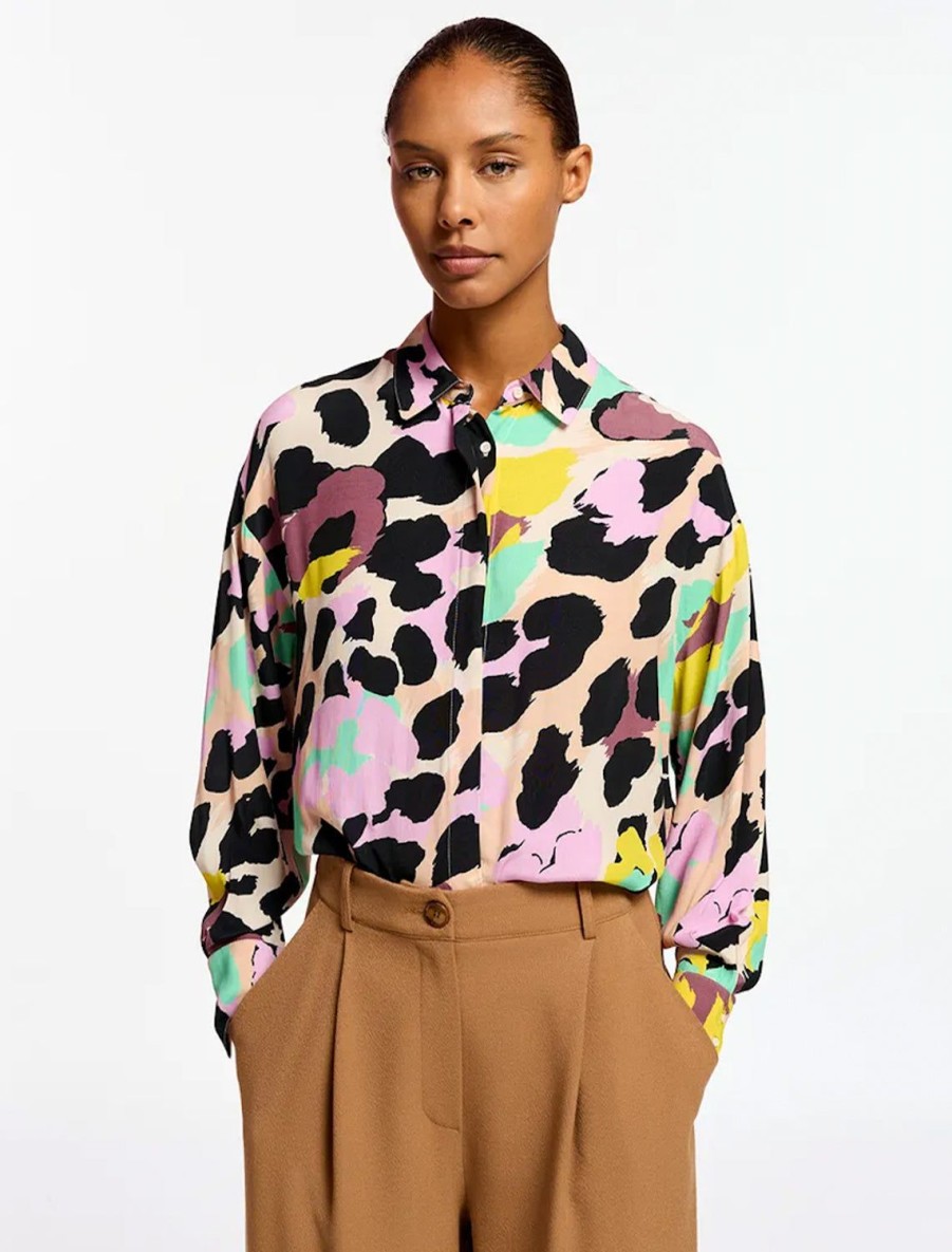 New Ebruna Shirt In Off White Print Blouses