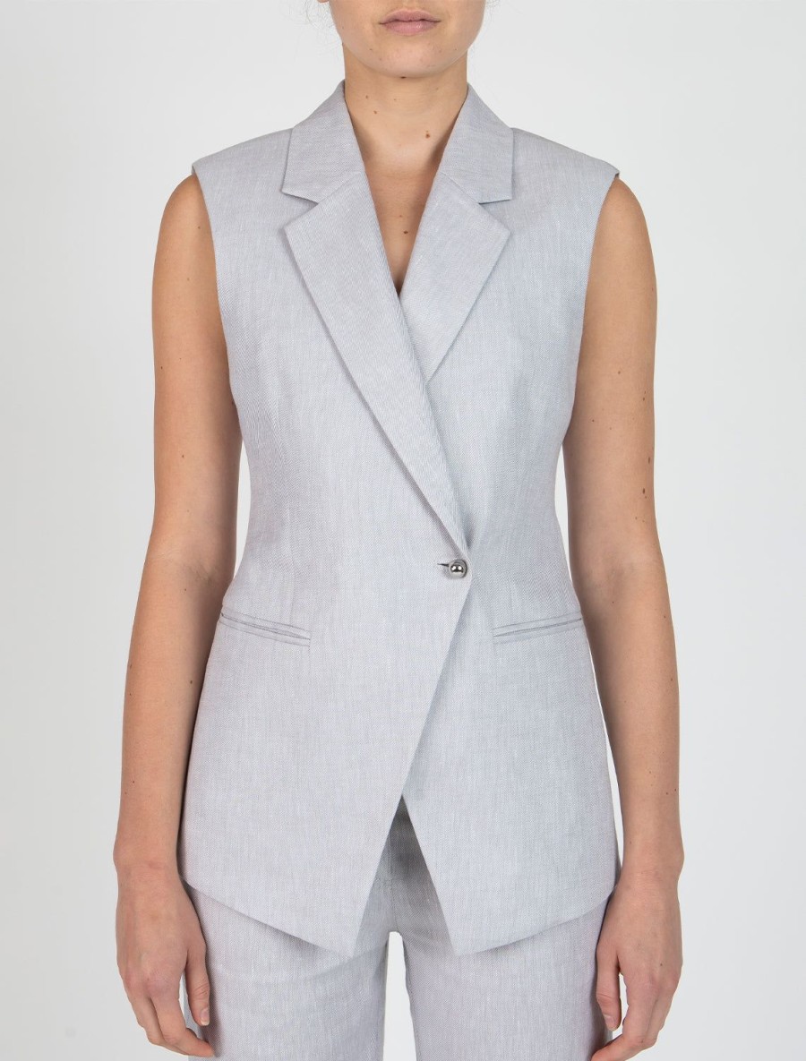 Online Taylor Vest In Pale Grey Blazers