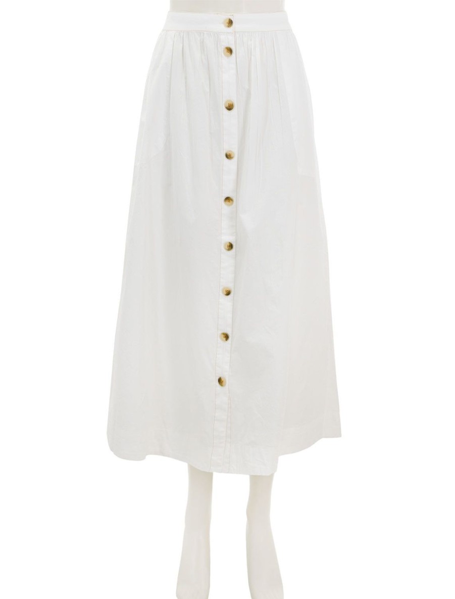 Best Button Front Long Skirt In White Skirts